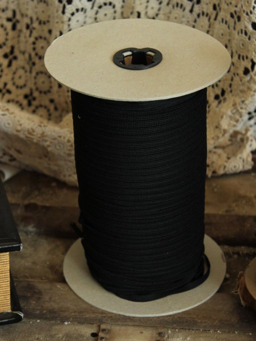 USA Made Black Knit Elastic: 1/4" or 3/8", 10 Yards